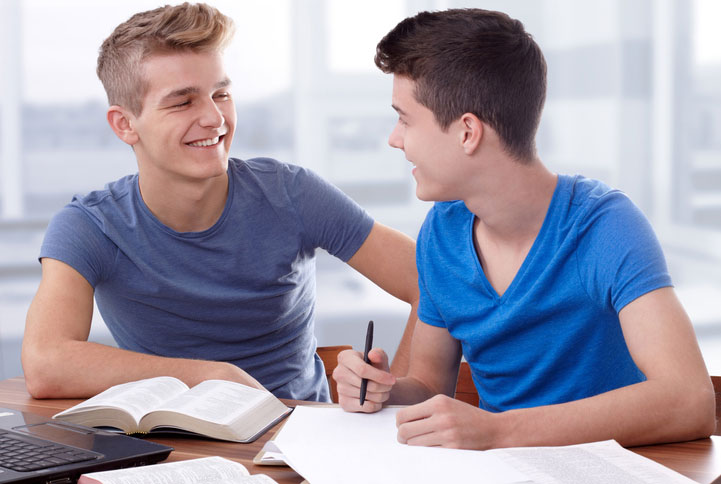 Two young men in youth bible study
