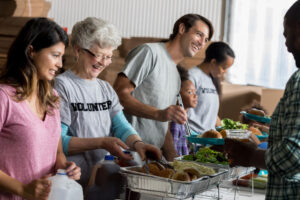 Volunteers feeding those in need