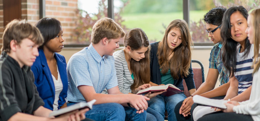 Young students in bible study