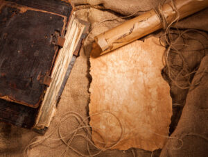 Ancient book and scrolls
