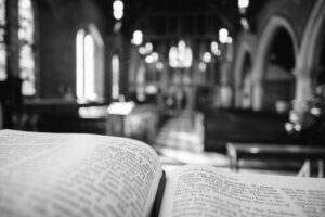 Bible at the altar in church