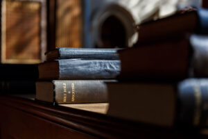 Bible and other books in church