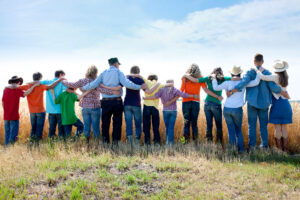 Christian religious group praying outside