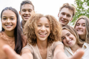 Group of students taking selfie