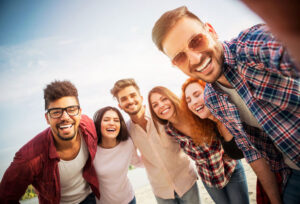 Group of young students smiling having fun