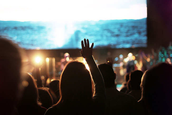 Music ministry worship crowd