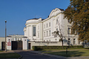 Theological seminary on bright sunny day