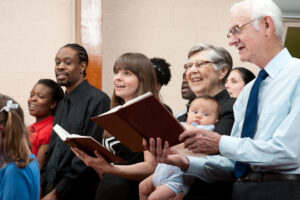 church singing together in harmony