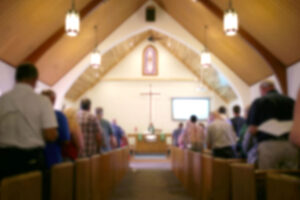blurred church interior