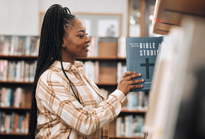 bible studies book in the library