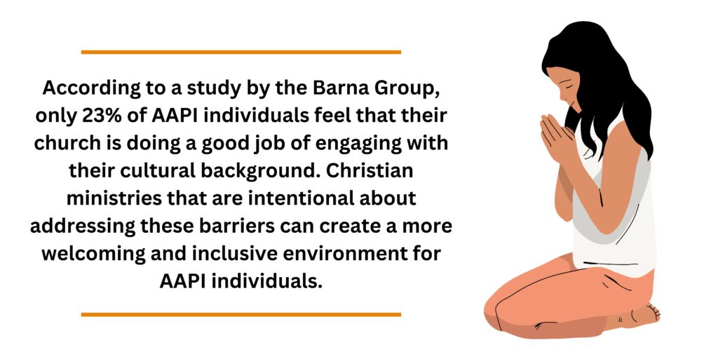 According to a study by the Barna Group, only 23% of AAPI individuals feel that their church is doing a good job of engaging with their cultural background.